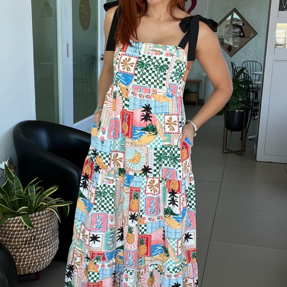fab'rik Multicolor Graphic Maxi Dress